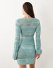 River Island long sleeve metallic knit beach dress in turquoise