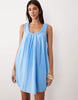 performance fabric scoop ruched neck mini sundress in bright blue