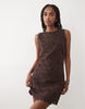 Mango cotton mix sleeveless embroidered mini dress in brown