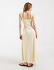 square neck seam detailing midi dress in buttermilk