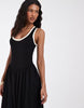 contrast trim midi dress in monochrome