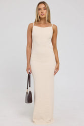 Luck & Trouble Sunset Soiree Knit Midi Dress Nude