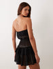 Miss Selfridge lace shirred strapless beach mini dress in black