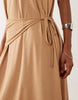 textured jersey wrap scarf detail maxi dress in stone