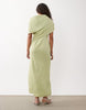 fallen shoulder midi dress in sage