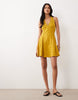 eyelet halter neck mini dress in olive green