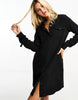 Vero Moda button up shirt mini dress in black