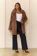 Plush Mode Faux Fur Coat Brown