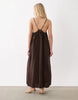 VILA crinkle cotton maxi cami slip dress in chocolate brown