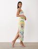 AFRM Marlo printed mesh bandeau maxi dress in pink floral