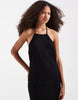 Vero Moda stretch lace halter maxi dress in black