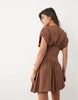 plunge waisted mini dress in chocolate