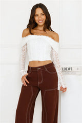 Lace Delight Off Shoulder Top White