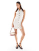 Miss Selfridge linen blend collared halter mini dress in stone