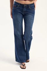Rusty Shorty Freida Low Rise Jean Blasted Deep Sea Blue