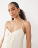 Abercrombie & Fitch v neck ruffle hem mini dress in cream