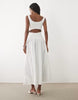 Mango cotton rich puff ball maxi dress in white