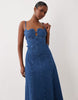 ASOS LUXE denim midi dress with heart bust detail