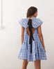COLLUSION frill sleeve plaid mini dress in blue