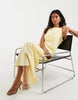 PIECES square neck broderie maxi dress in pastel yellow