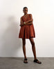 Topshop cotton deep v lace trapeze mini dress in rust