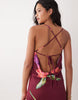 Aray sheer beach maxi dress in dark pink floral print