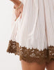 V-neck cami mini dress with lace trim in pink and mocha stripe