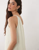 one shoulder textured midi sundress in khaki