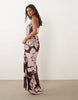 floral bandeau maxi dress in burgundy floral print