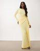 mesh long sleeve maxi dress in lemon
