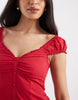 Hollister cap sleeve button up mini dress in red