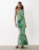 chiffon sleeveless maxi dress with godet hem