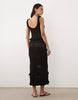 Miss Selfridge frill detailing crochet midaxi dress in black