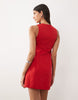 square neck bodycon mini sundress in tomato red