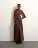 Topshop cut out waist poplin maxi dress in chocolate