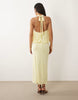 TFNC slinky high neck halter detail backless maxi dress in lemon