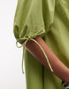scoop neck poplin mini dress with tie sleeves in green