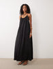 trapeze scoop neck full hem maxi dress with bead back detail in black