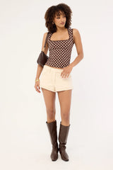 Motel Jinalo Top Small Cream Polka Brown