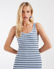 & Other Stories ribbed striped knit maxi dress in blue and white