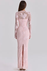 pink lace maxi dress