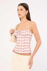 Sndys The Label Lelessa Corset Top Pink Gingham