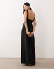 Tall Selina beach shirred maxi dress in black