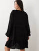 Esmee Curve Exclusive mini tiered smock summer dress with long sleeve in black