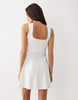square neck seam detailing mini dress in neutral