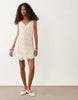 Abercrombie & Fitch satin lace trim strappy mini dress in cream floral