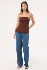 Perfect Stranger Luca Strapless Long Line Top Brown