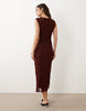 Nobody's Child Cece lace overlay sleeveless midi dress in burgundy