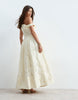 ARRANGE off shoulder corseted jacquard maxi dress in buttermilk