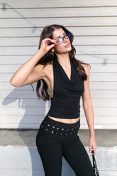Motel Nyra Top Cupro Black